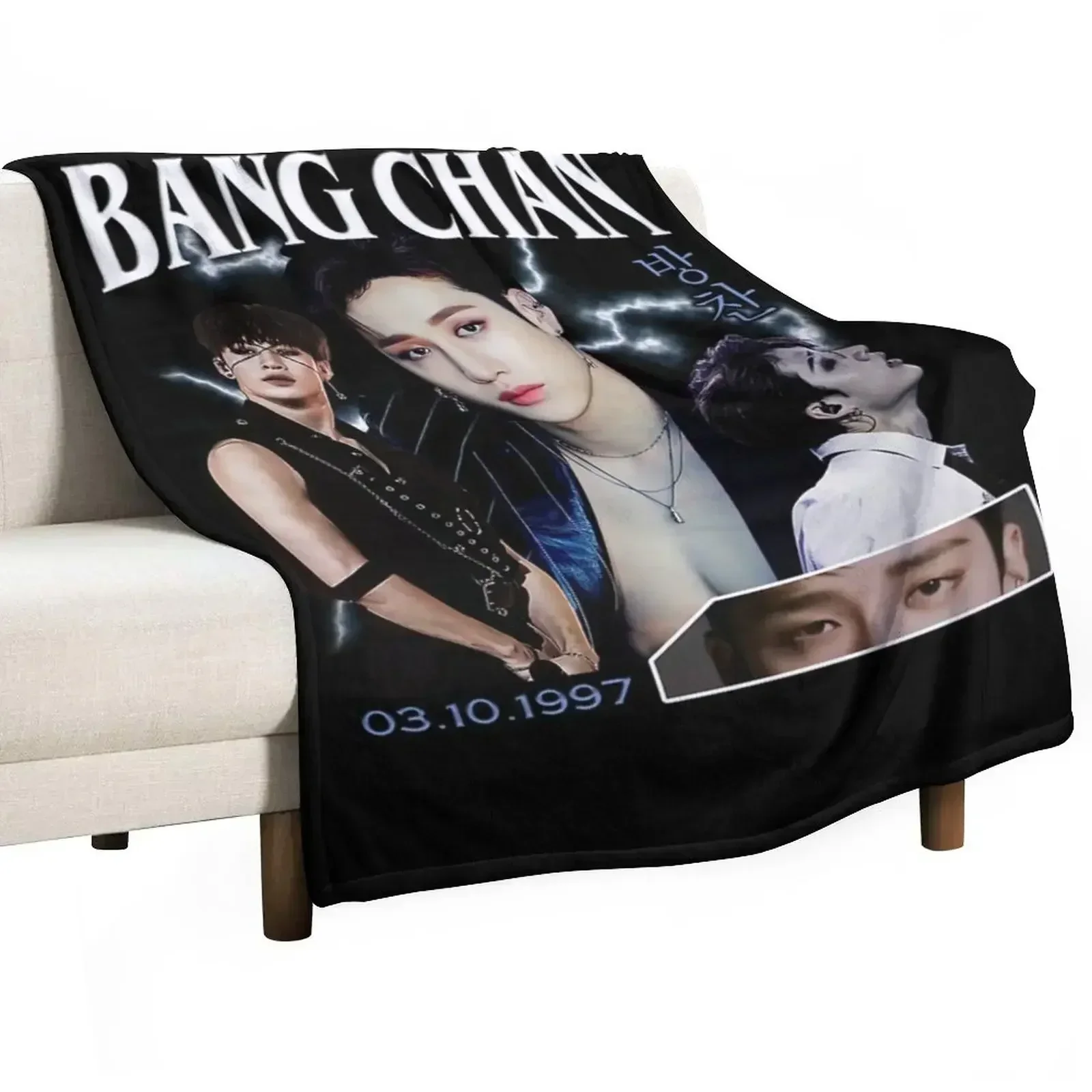 Bang Chan Shirt Vintage 90 Retro Tee Throw Blanket Kid'S Soft Beds Hair Multi-Purpose Blankets