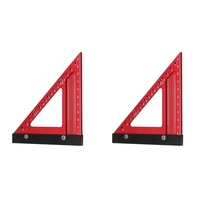 2Piece Woodworking Triangle Ruler Set Aluminum Alloy Backing Ruler Measuring Layout Marking Tool Hole Ruler