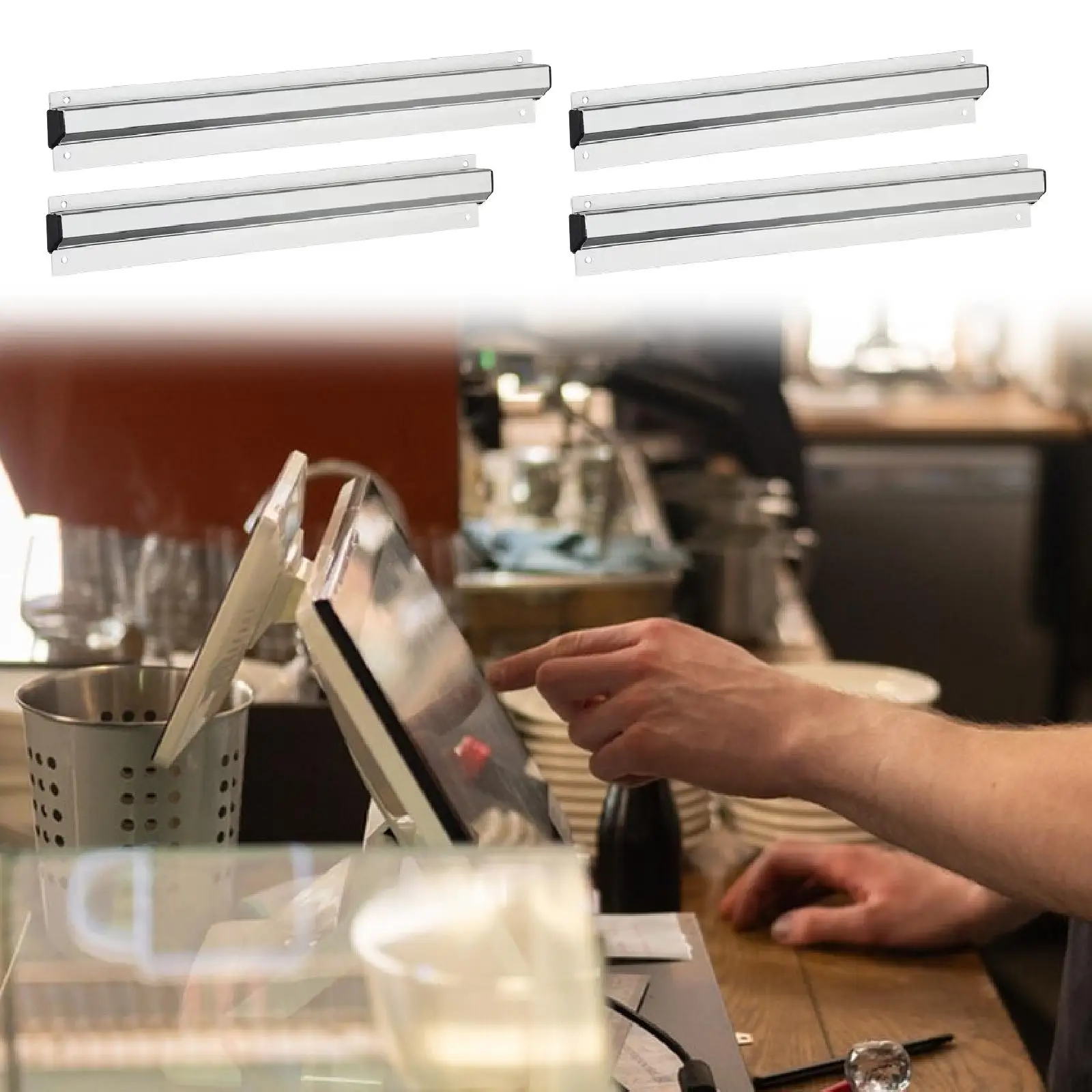 Kitchen Slips Invoice List Organizer Menu Holder with Slide Check Rack for Cafe Bar Pub Display Rail