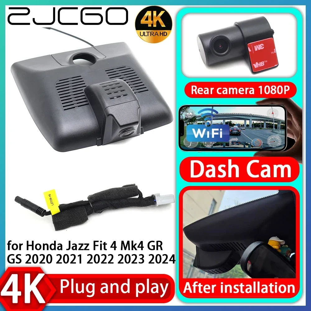 

ZJCGO UHD 4K 2160P Plug and Play DVR Dash Cam Video Recorder for Honda Jazz Fit 4 Mk4 GR GS 2020 2021 2022 2023 2024