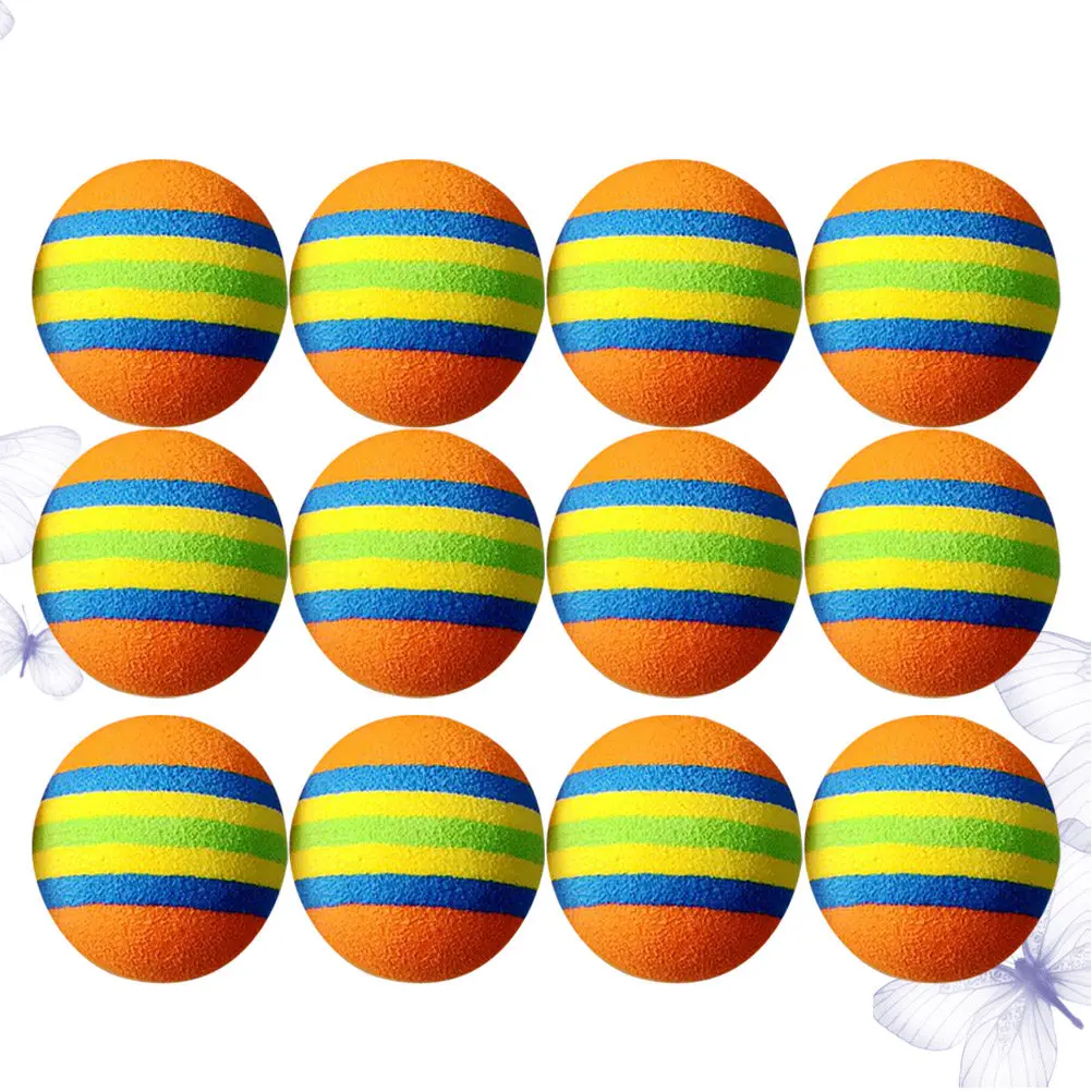 

12Pcs Golf Stripe Pattern Eva Balls Colorful Lightweight Practice Balls for Indoor Outdoor Training Pet Playing Sports