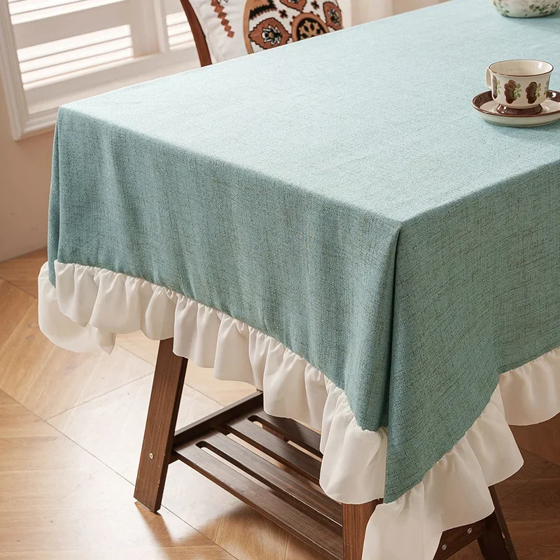 Cotton Linen Blend Tablecloth Heat Resistant Table Protection Mat Solid Color Anti-static gentle touch Decoration Table Clothes