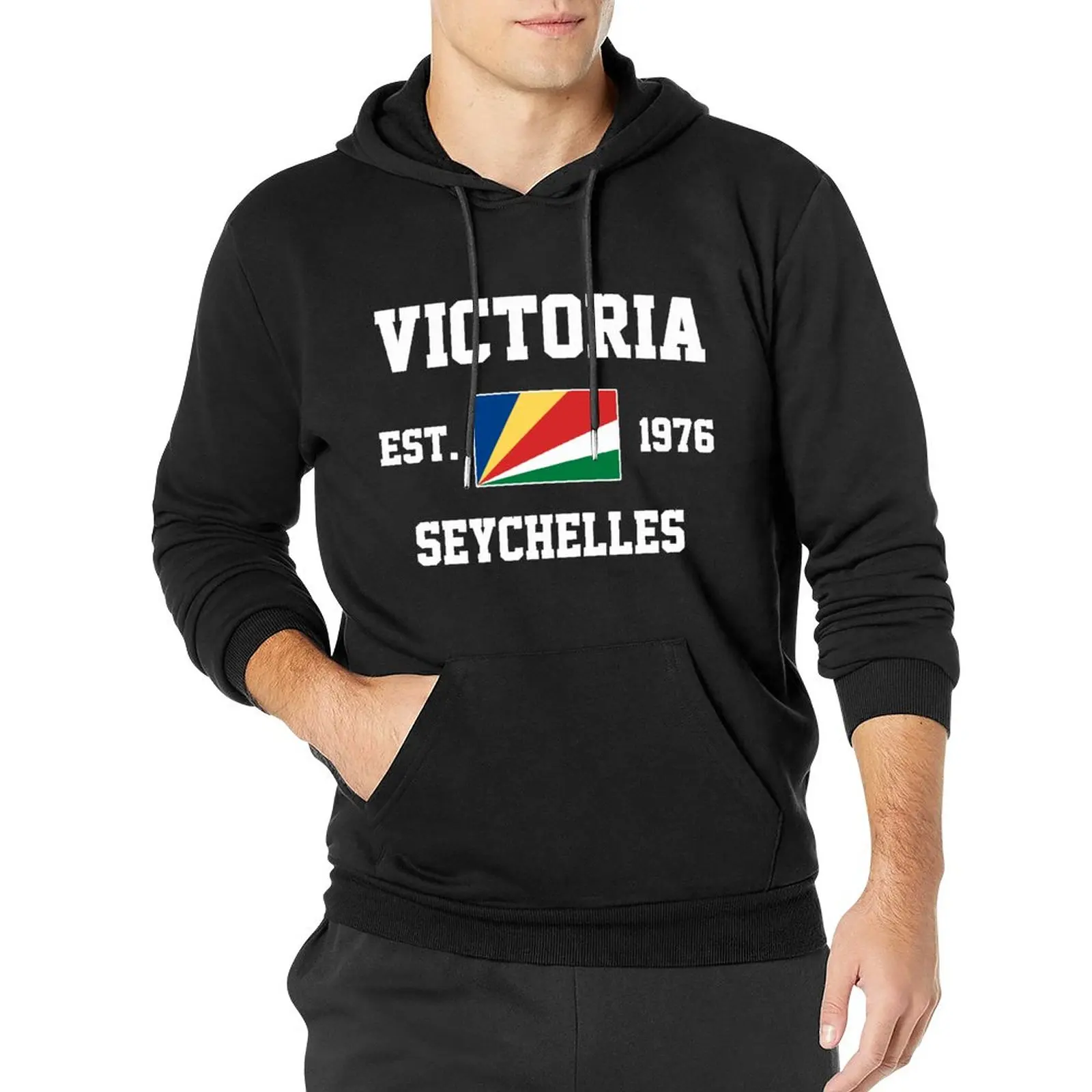 

Men Women Hoodies Seychelles EST.1976 Victoria Capital Hoodie Pullover Hooded Hip Hop Sweatshirt Cotton Unisex