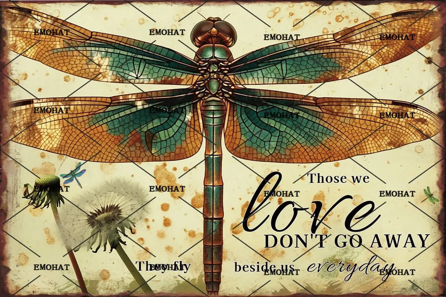 Funny Dragonfly Tin Sign Those We Love Don't Go Away They Fly Beside Us Every day Vintage Tin Metal Sign Home Decor Living R