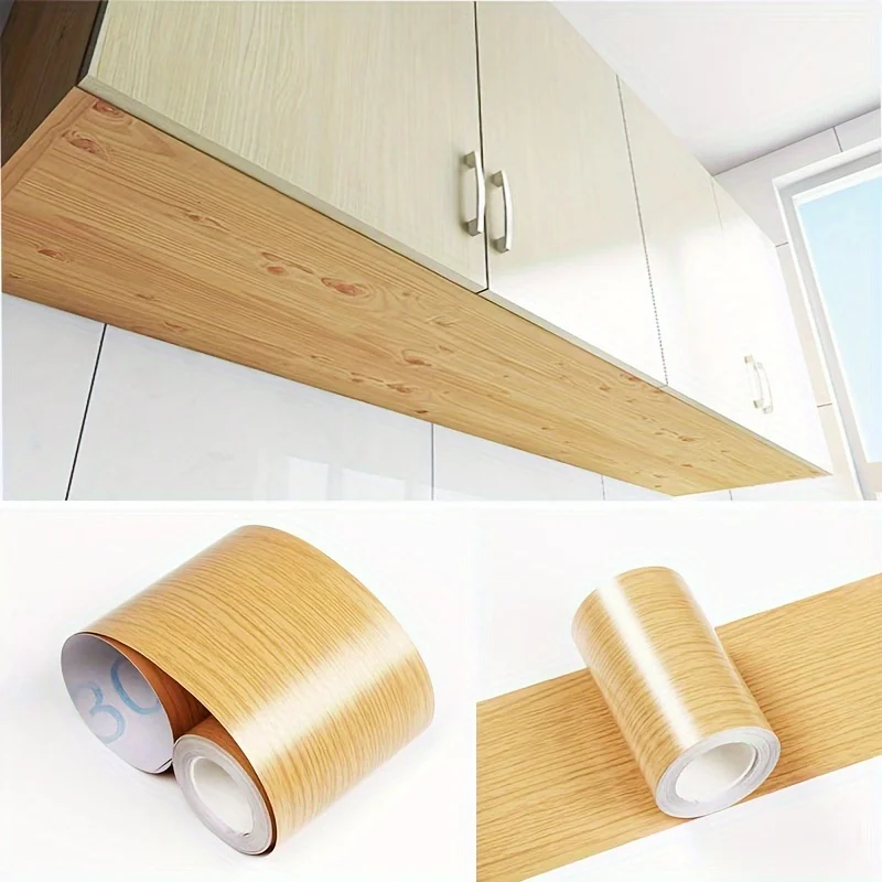 10m/393.7in Wood Grain Sticker self-adhesive wallpaper home store student desktop cabinet dormitory dorm Decoration Renovation