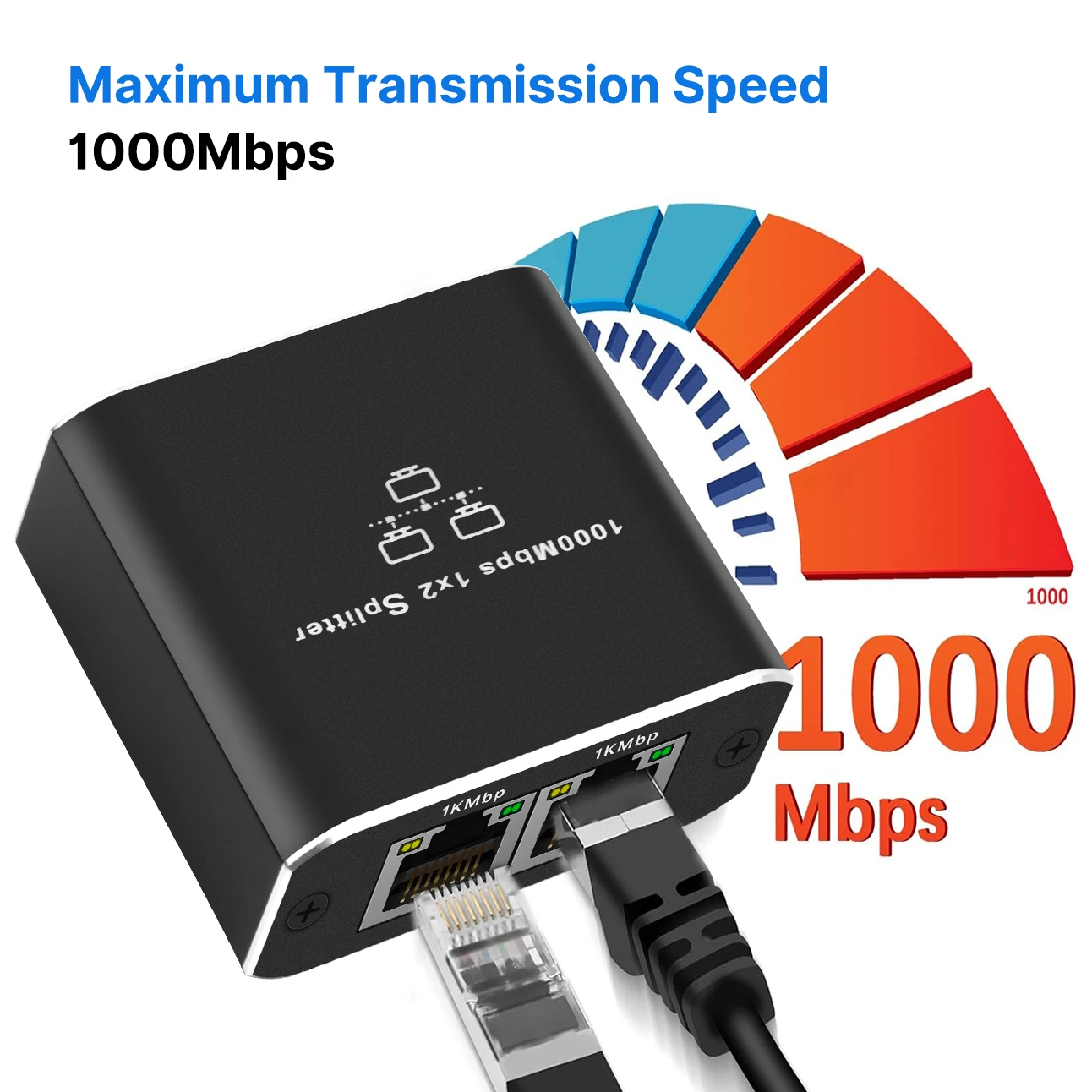 1 to 2 Port RJ45 Splitter Adapter Gigabit Ethernet 1000Mbps LAN Network Cable High-Speed Internet Connector for IPTV/Router/PC