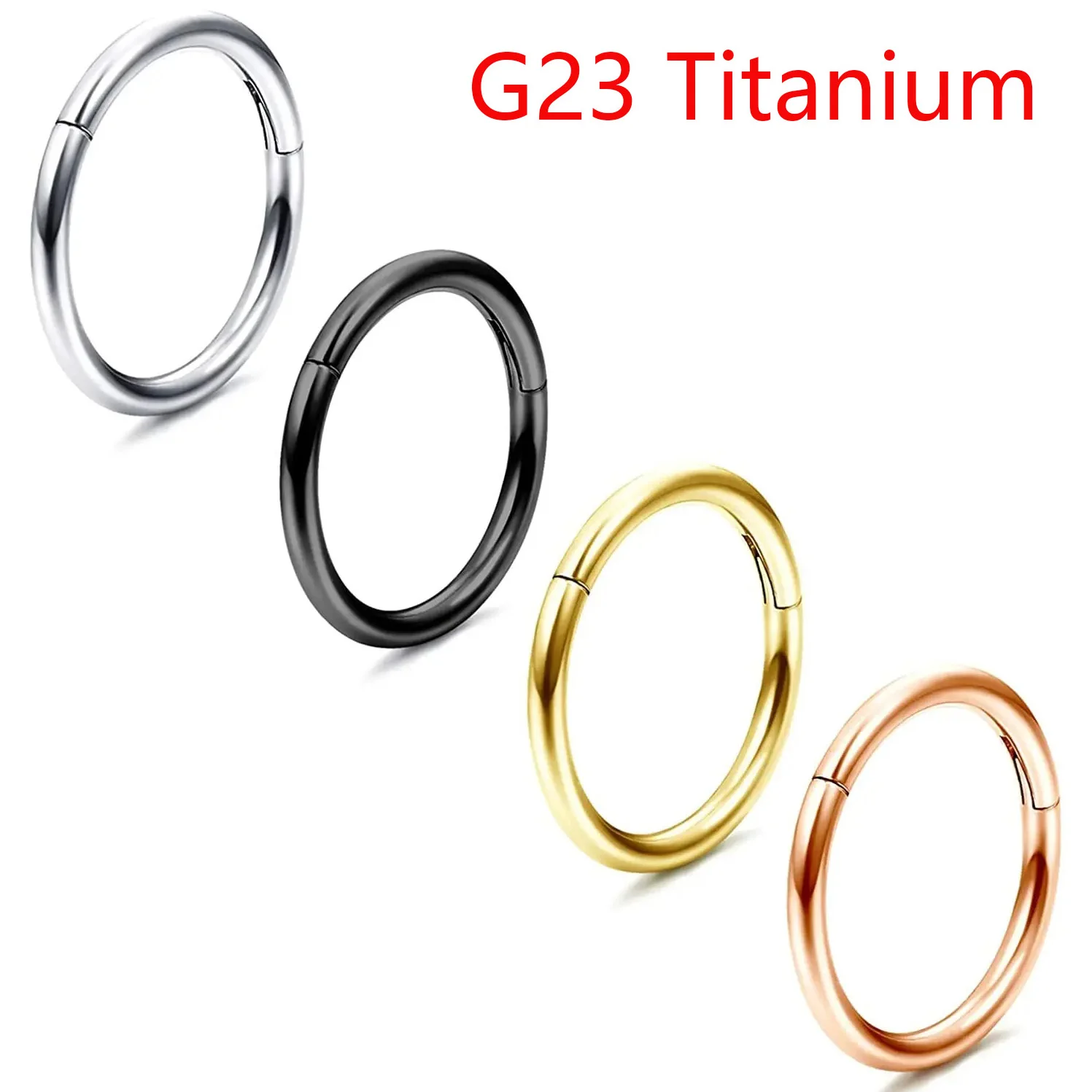 Drperfect-G23 Titanium Piercing Hoops, Septum Click Ring, Helix Tragus Cartilage Boucles d'oreilles, Bijoux pour femmes et hommes