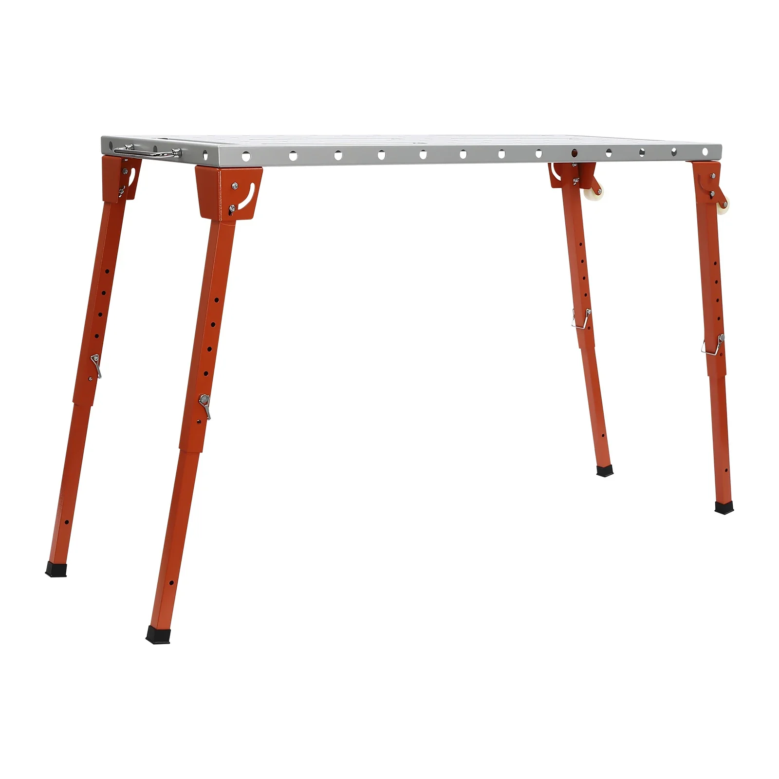 Banco de trabajo de soldadura de 46x18 pulgadas, banco de trabajo plegable, capacidad de carga de 1000 libras con 4 pies plegables y 2 ruedas de nailon