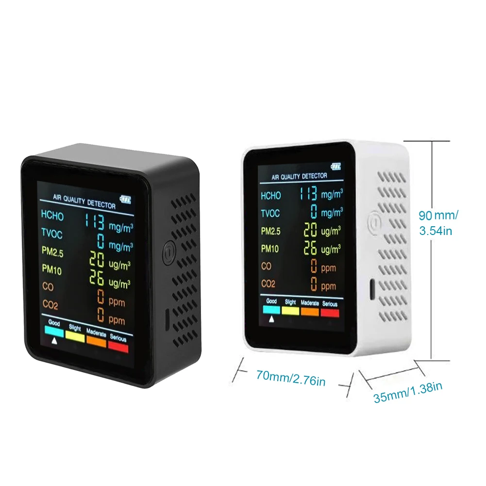 6 In 1 PM2.5 PM10 HCHO TVOC CO CO2 Multifunctional Air Quality Detector CO Carbon Dioxide Formaldehyde Monitor