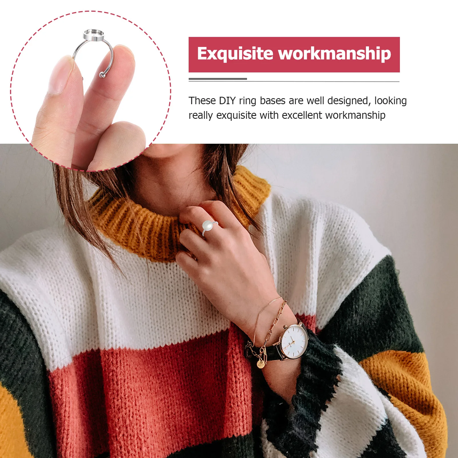 

10Pcs Metal Rings Base Stainless Steel DIY Ring Bases Exquisite Workmanship Customized Jewelry Making Supplies