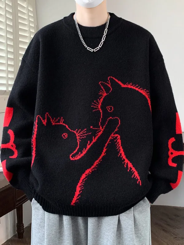 

Новый мужской свитер 2025 года: осенне-зимний, утепленный, свободный, базовый, модный, универсальный трикотажный топ для повседневной носки