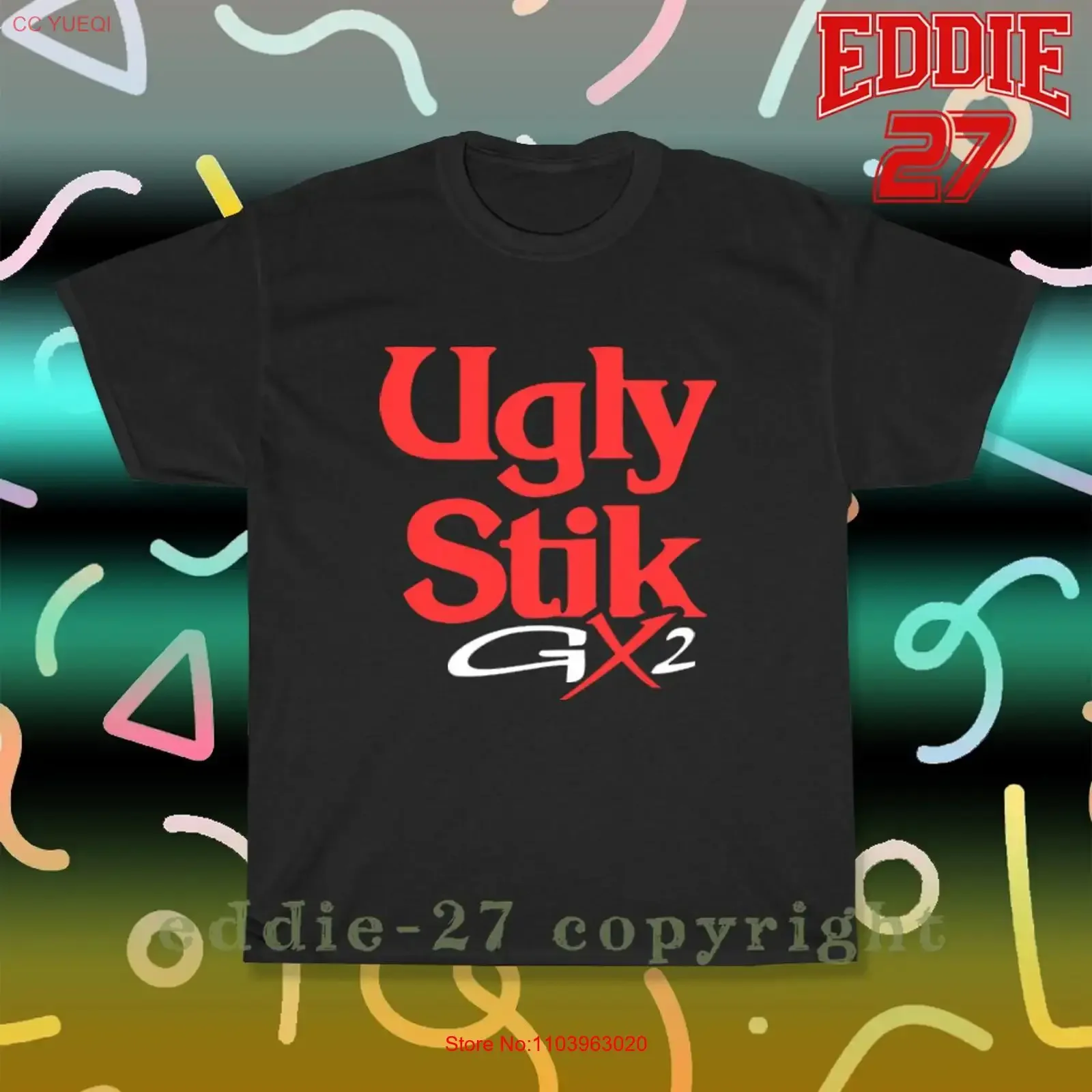 Nueva Camiseta Ugly Stik GX2 con Logotipo de Cañas de Pescar, Estilo Americano Vintage, Lavada, Elástica, Ligeramente Holgada, para Uso Diario