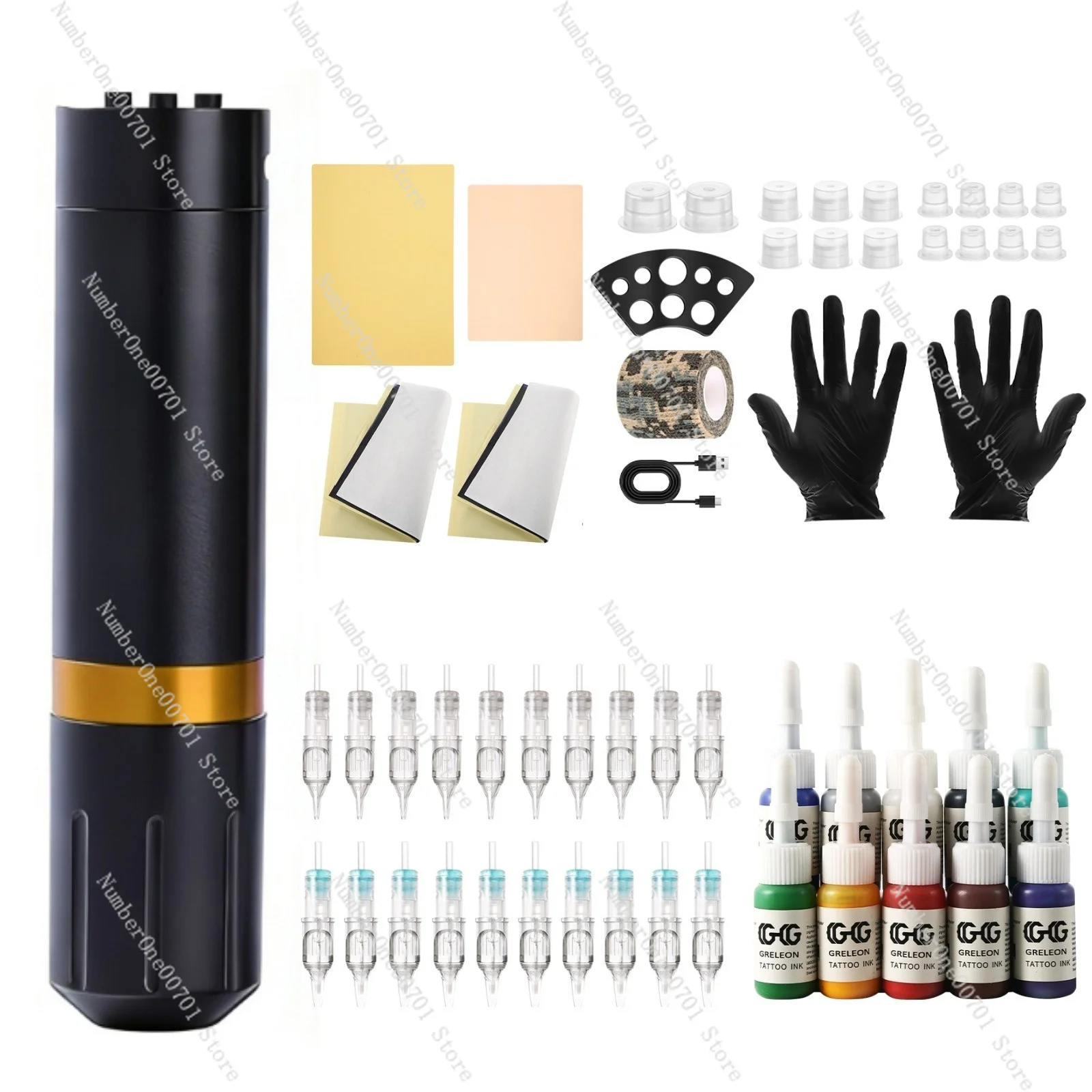 Tattoo Kit for Beginners, Professional Tattoo Machine Set with Practice Skin, Power Supply, and Accessories
