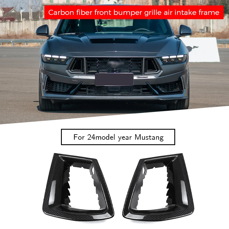 

carbon fiber front bumper grilles air intake frame for mustang 2024