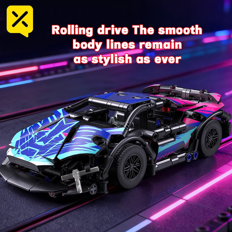 ToylinX 321PCS Mini Cyberpunk Klassieke Sportwagen Bouwstenen Collectible Voertuig Model Desktop Decor Instapmodel Speelgoed Bakstenen
