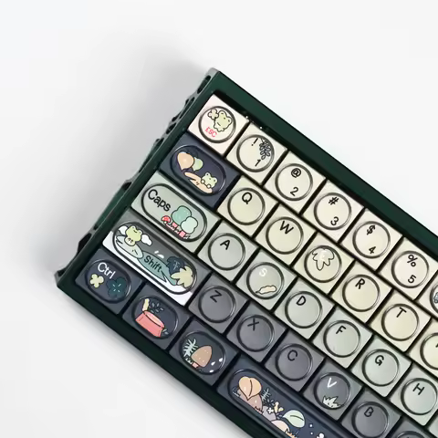 Womier PBT Keycaps MOA Shine Through Green Dye-Sublimation Custom Keyboard Key Caps Set for Gateron MX Gamer Mechanical Keyboard