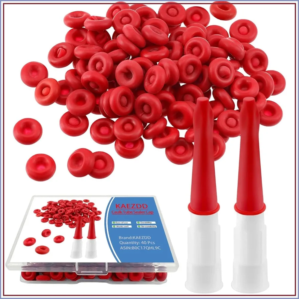 Reusable Caulk Tube Sealer Caps with Storage Box