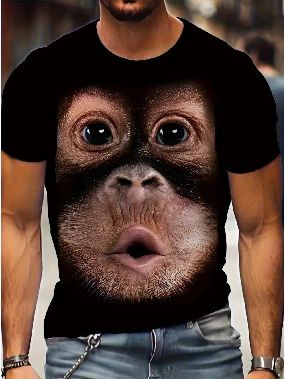 Funny Summer Men's T-Shirt 3D Printed Monkey Graphic Tee Short Sleeve T-Shirts Streetwear O-Neck Tops Oversized Men's Clothing