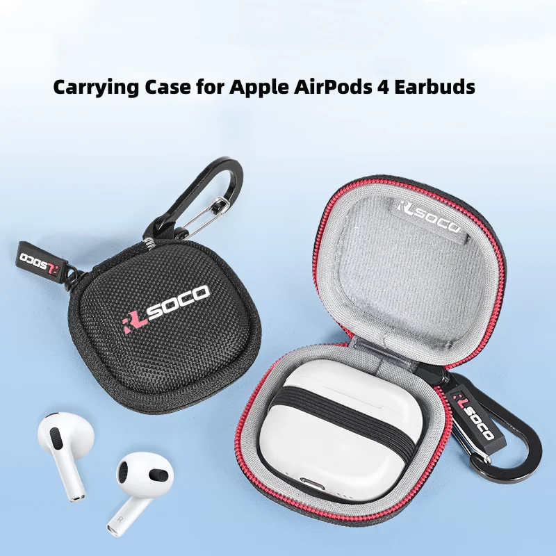 

Earbud Case for Airpods 4, Earphone Case Headphone EVA Earbud Holder with Carabiner Cell Phone Accessories for Apple Airpods 4