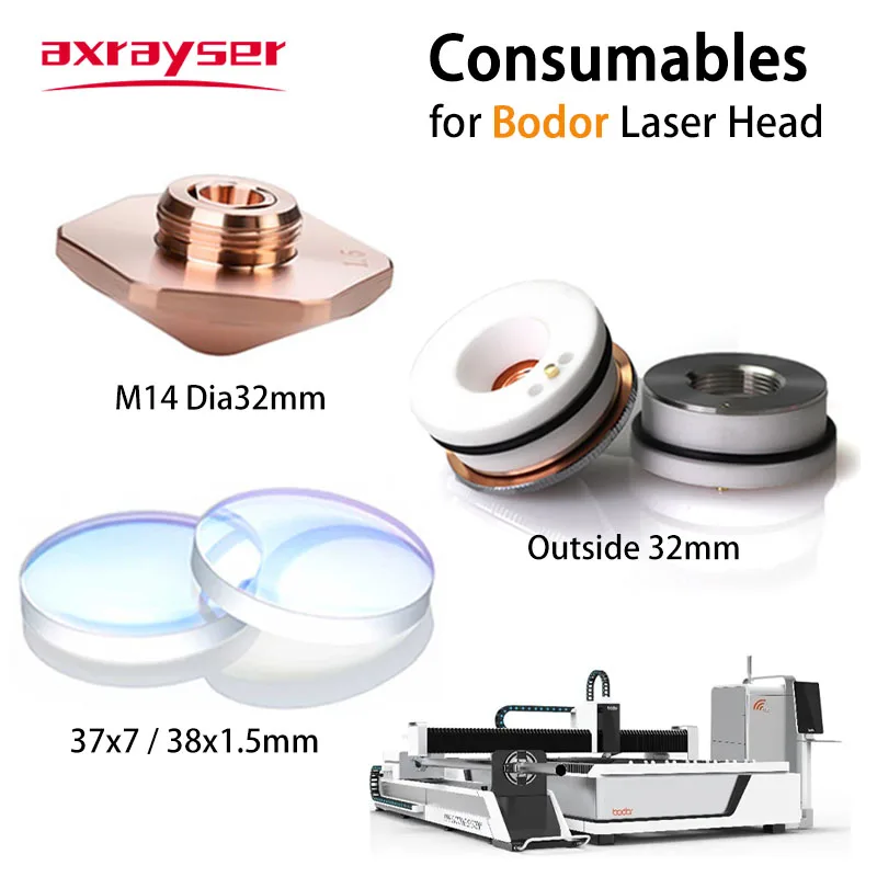 Części głowicy laserowej Bodor Ochronne okno Obiektyw Uchwyt ceramiczny Dysze laserowe D28/32 M11/14 Materiały eksploatacyjne do cięcia włókien Kwarcowy stopiony