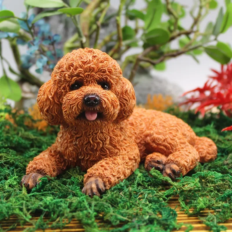 for Home Desktop Simulation Teddy Dog Ornament Car Decoration Cute Dog Ornament Cross Border Resin Handicraft Gift