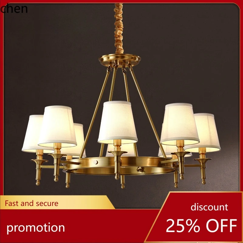 H1 all-copper minimalist creative living room bedroom light, rustic elegant dining room villa lobby lighting fixture