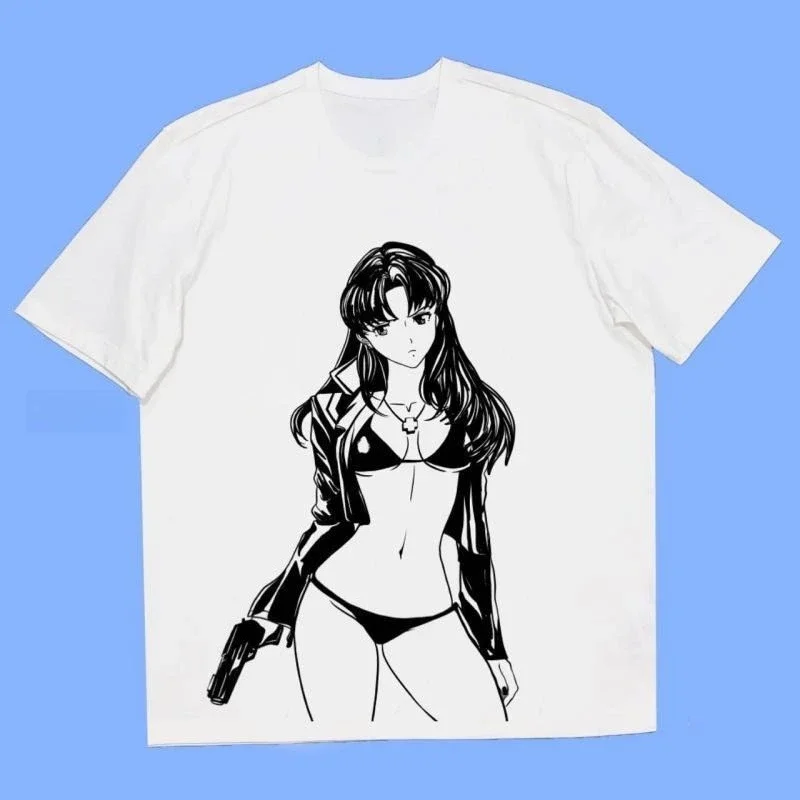 

Heavy T-shirt Summer New 2025 Casual Katsuragi Miri Japanese Animation Trend Loose Short-sleeved Men's and Women's Casual