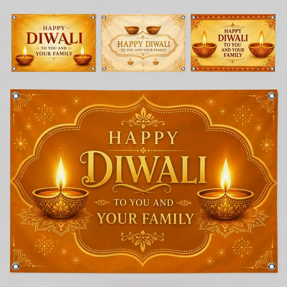 Lotus Flower Diwali Traditional Decor Flags Home Yard & Garden Decor Banner - Indoor Outdoor Wall Hanging Flag