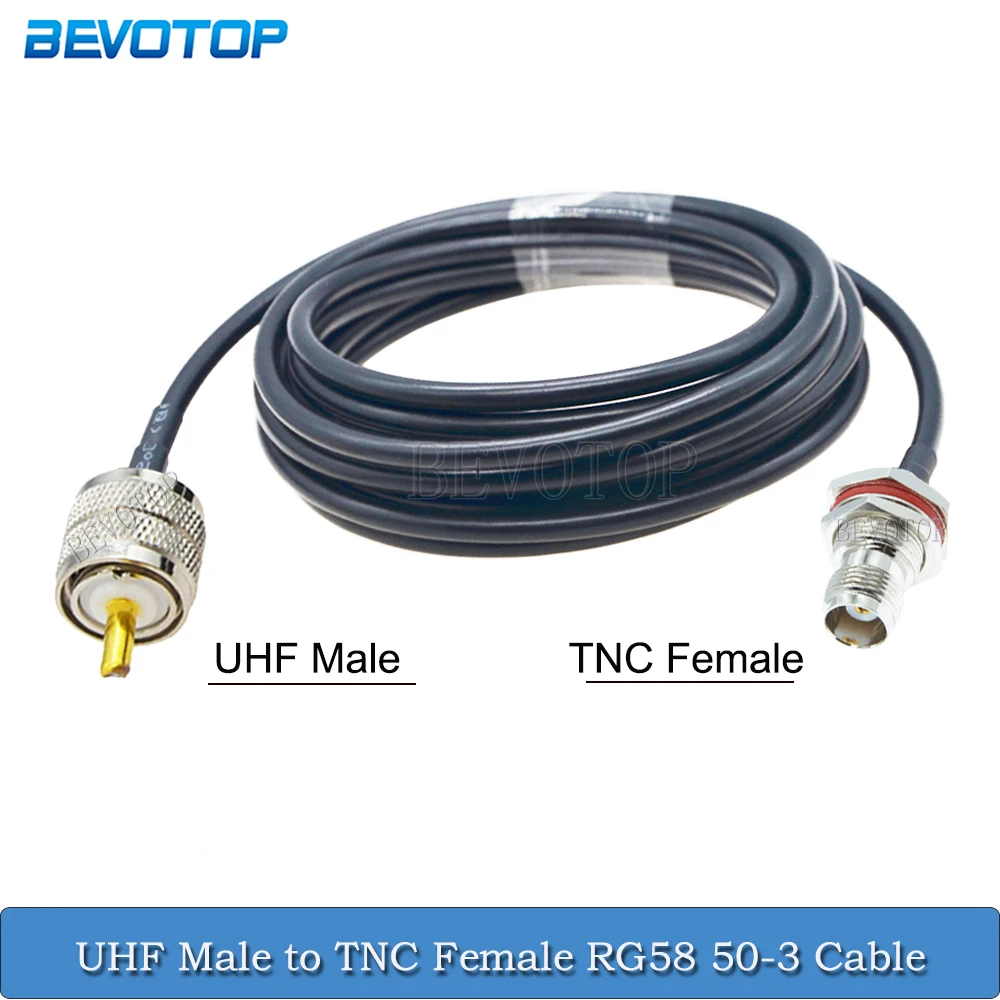 RG-58 PL259 UHF Male to TNC Female Connector RG58 Coax Cable Pigtail Extension Cord Jumper for CB Radio Ham Radio FM Transmitter