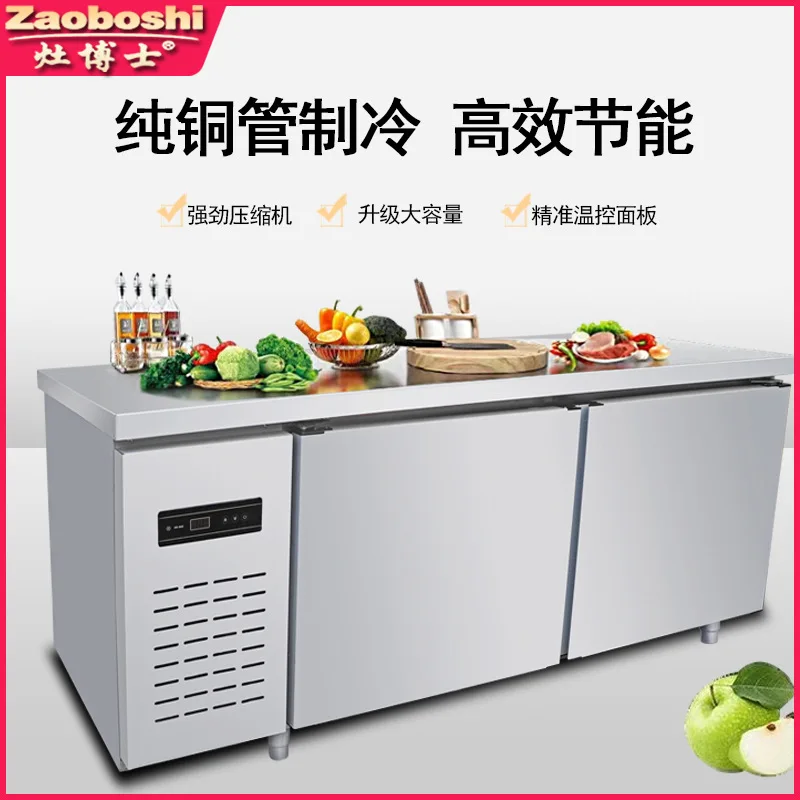 Double Temperature Workbench, Refrigerated And Frozen -18 ° C Double Temperature Flat Cooling Console Stainless Steel