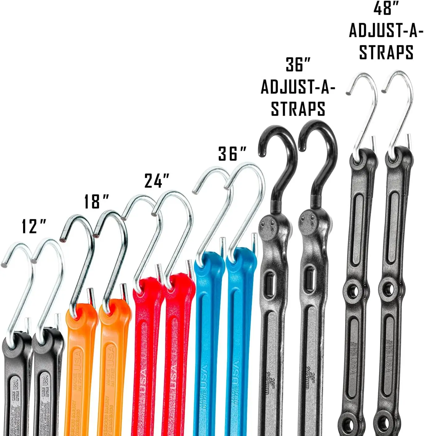 The Perfect Bungee, Made in USA, Polyurethane Bungee 20 Pack, Non-Fatigue, 2X Stretch, Super Strong Bungee's, UV Stabile, Resist