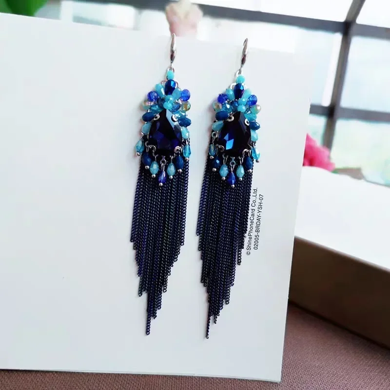 Bohemian Style Long Earrings Ethnic Hand-woven Tassel Personalized Fairy Earrings for Women