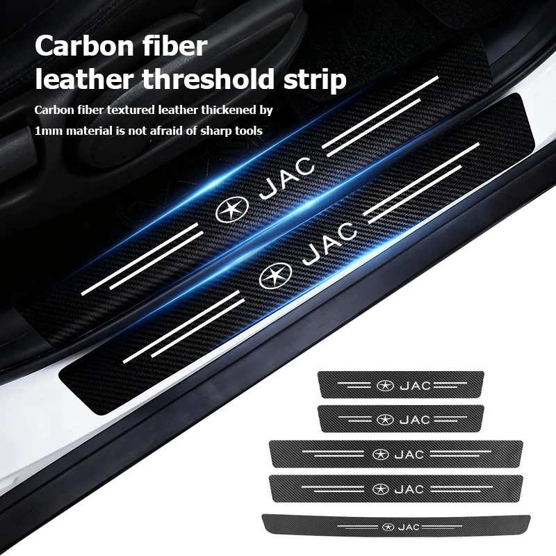 High-quality Carbon Fiber Car Door Sill Protector Strip Decorative Sticker Accessories For JAC JS3 J2 S5 JS2 S3 T8 Refine J5 J6