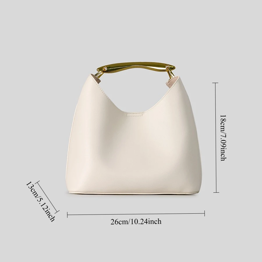 Korean niche metal portable bucket bag 2026 new women's handbag texture shoulder messenger bag