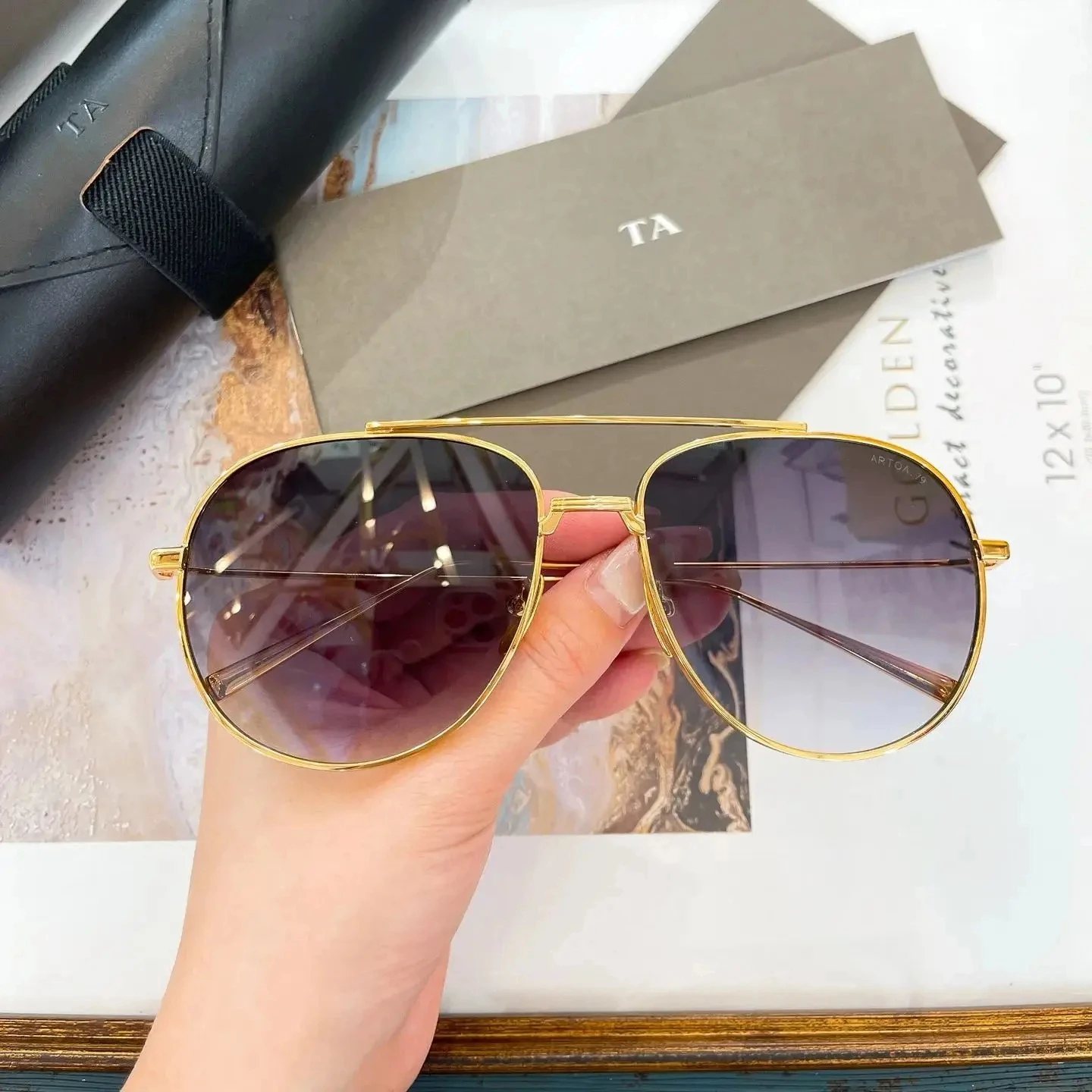 

Authentic For DIYTA DT ARTOA.79 DTS161-A Gradient Purple Lenses Men Women Sun Glasses Stylish Oval Male Couple Eyewear With Box