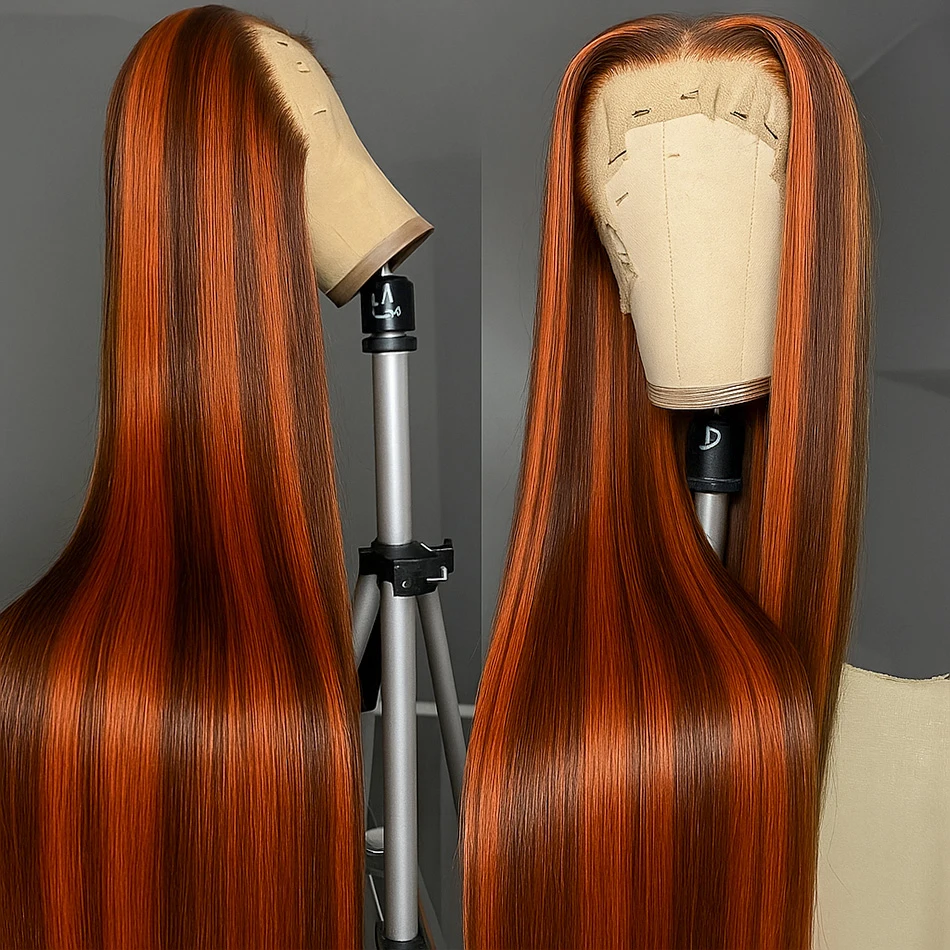 P4/350 Parrucca sfumata capelli umani 5x5 hd Parrucche senza colla in pizzo Evidenziazione colorata Parrucca frontale in pizzo 13x4 Parrucca diritta per capelli umani Ombre