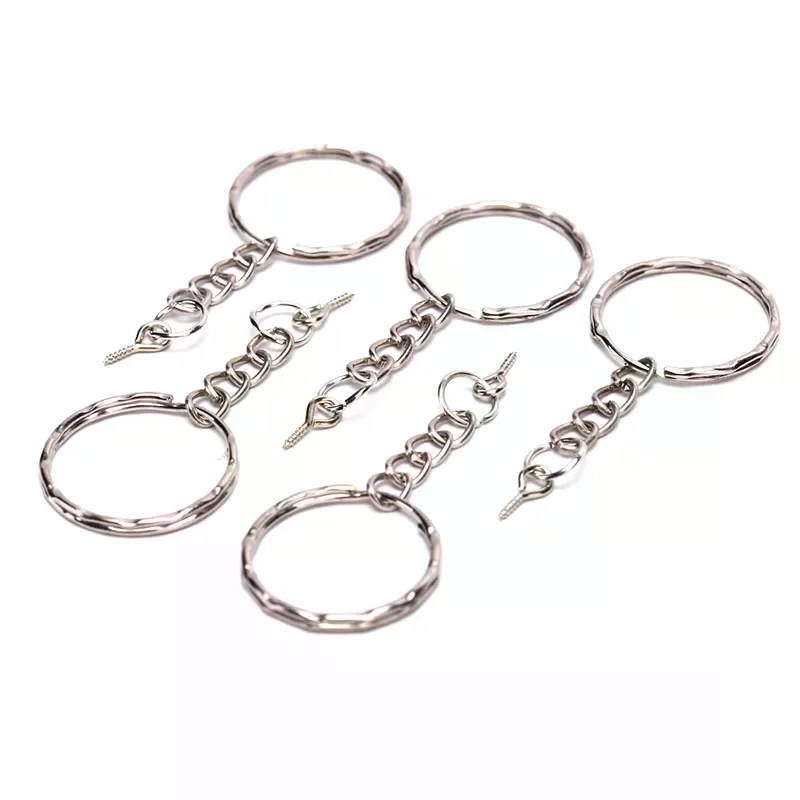 /HTF/Polished Key ring Screw Eye Short Chain Split Ring Connector DIY Jewelry 40Pcs