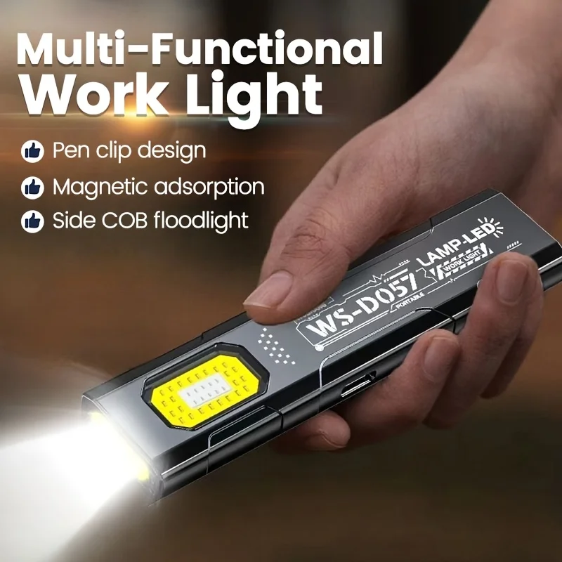 LED Keychain Flashlight Rechargeable 550LM Portable Mini Torch Pocket Lantern Flood Work Light With Magnet For Emergency Using