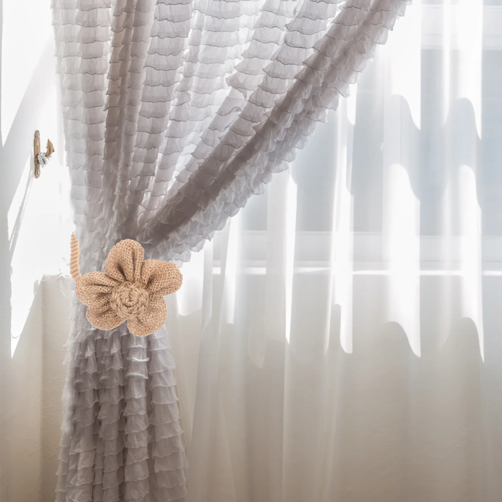 2 Pcs Window Coverings Curtain Magnetic Straps Holders Rope 415X73CM Tiebacks Coffee Curtains Holdback Buckle