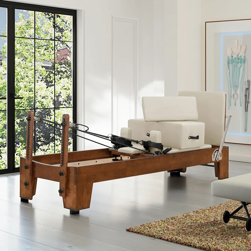 High Quality Durable White  OAK  Portable Adjustable Pilates Reformer Bed Core Training Pilate Machine for Pilates Studio