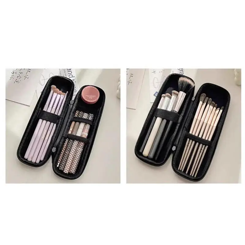 Borse portaoggetti per cosmetici Viaggio a casa Custodia impermeabile per pennelli per trucco con doppia cerniera Borse da donna Porta pennelli portatile Scatola per penne