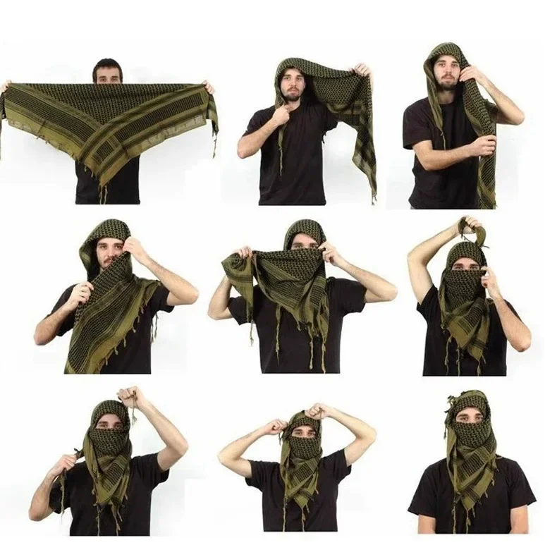 Men Shemagh Printing Kuffiyeh Yashmagh Arab Scarf Arabian Keffiyeh Palestine Wrap Islamic Head Scarf Tassel 125x125cm