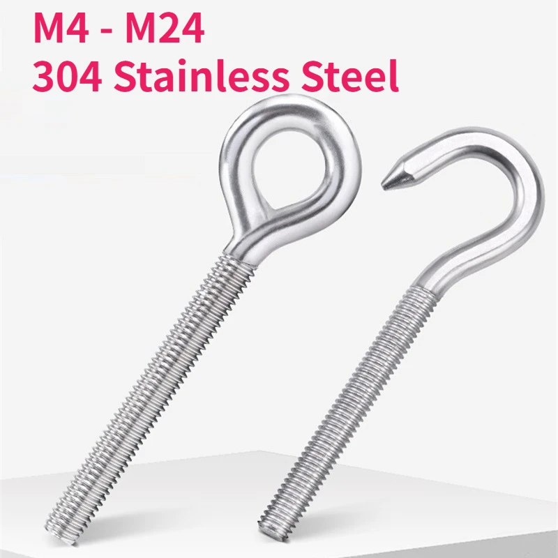 M4 M5 M6 M8 M10 M12 M14 M16 M18 M20 M22 M24 304 Stainless Steel Sheep Eye Screw / Open / Closed Hook / Lifting Ring Bolt