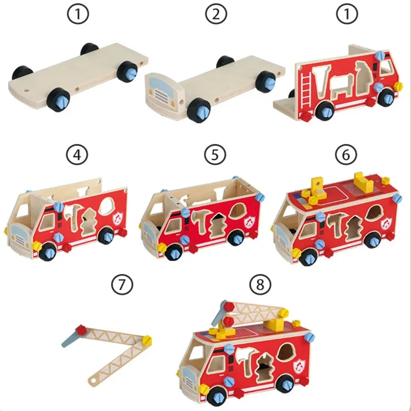 Wooden Toys Pretend Play Tools Construction Nut Screw Disassembly Assembly Toolbox  Educational Toys for Boy