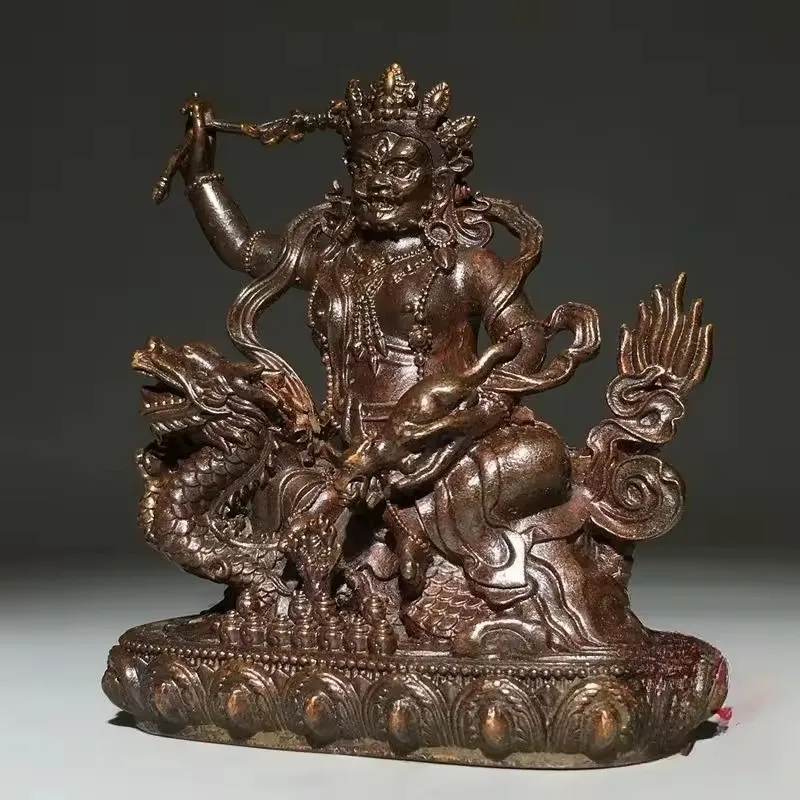 Antique Dragon White Jambhala Buddha StatueTibetan Buddhist Wealth God Dzambhala Figurine Home Feng Shui Decor Ornament