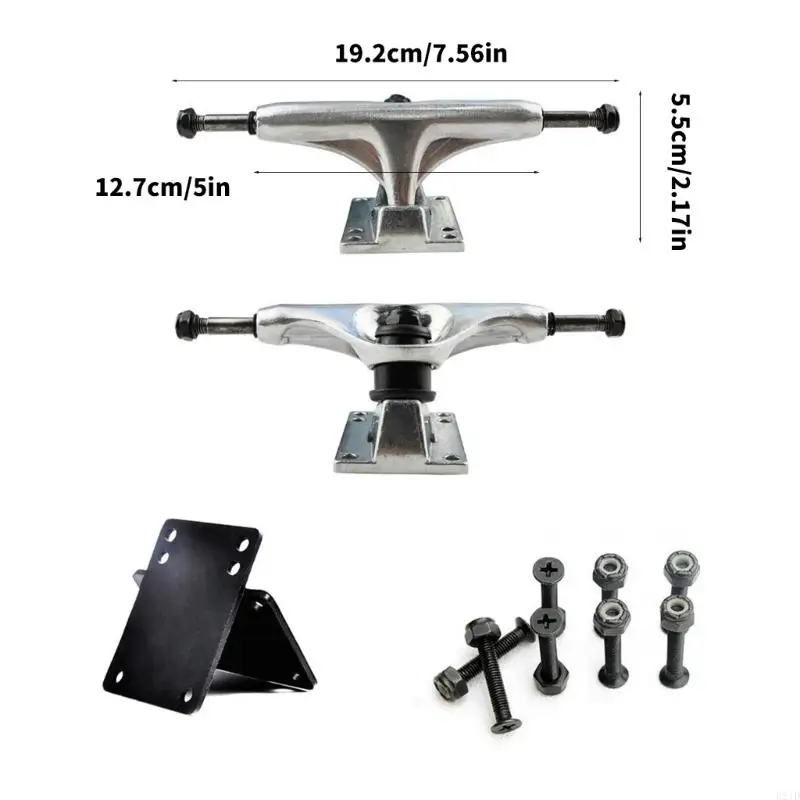 2 قطعة 5 بوصة سكيتبورد حامل عجلات استبدال الألومنيوم سكيتبورد شاحنة تأثير المقاومة قاعدة جزء سهلة الاستخدام #6
