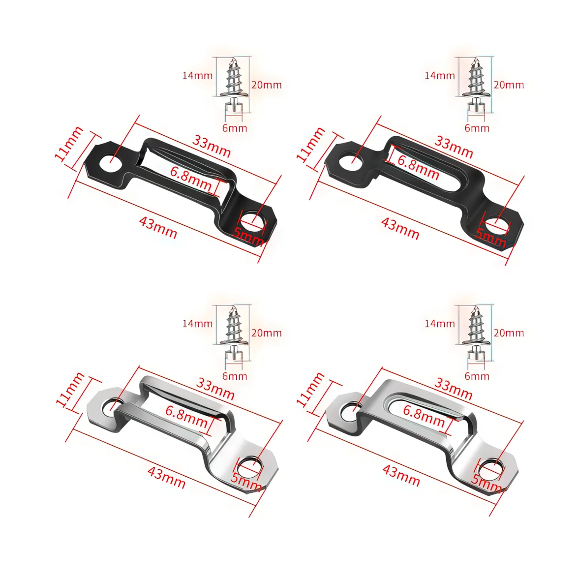 10pcs Invisible Connector w/screw Fastener Steel Cabinet Hinge Assembly Half-pass Slider All-Pass Sliding Combination Buckle