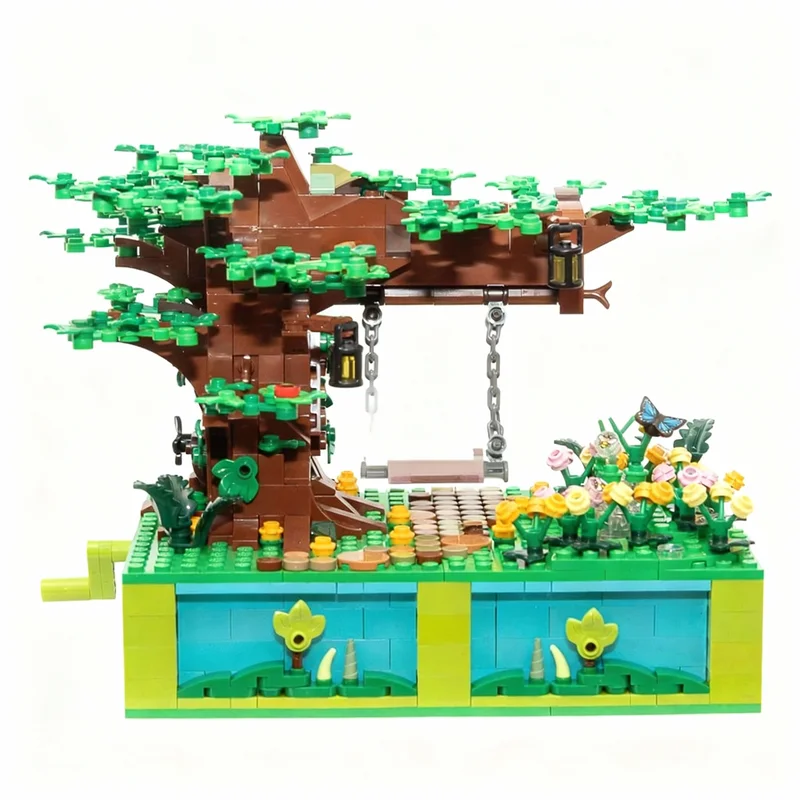 814 Piezas MOC, Columpio de Árbol de Temporada, Modelo Automático, Bloques de Construcción, Juguetes de Arquitectura, Ensamblaje Creativo, Idea de Regalo de Navidad, Educación