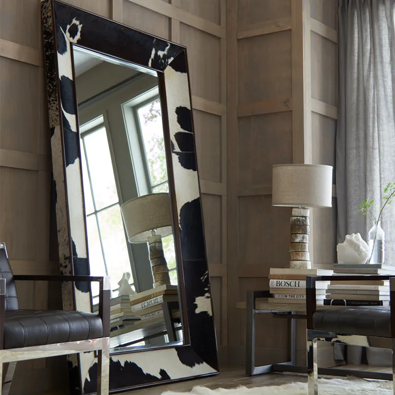 Square Portable Mirror Nordic Aesthetic Full Body Standing Girls Art Mirror Living Room Modern Items Spiegels Home Products