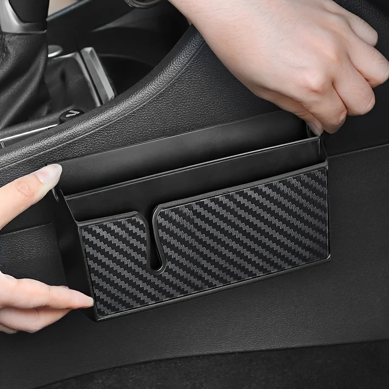 Upgrade Your Car with This Multifunctional Storage Box: Portable, Double Layer, Self-Adhesive & Easy to Install!